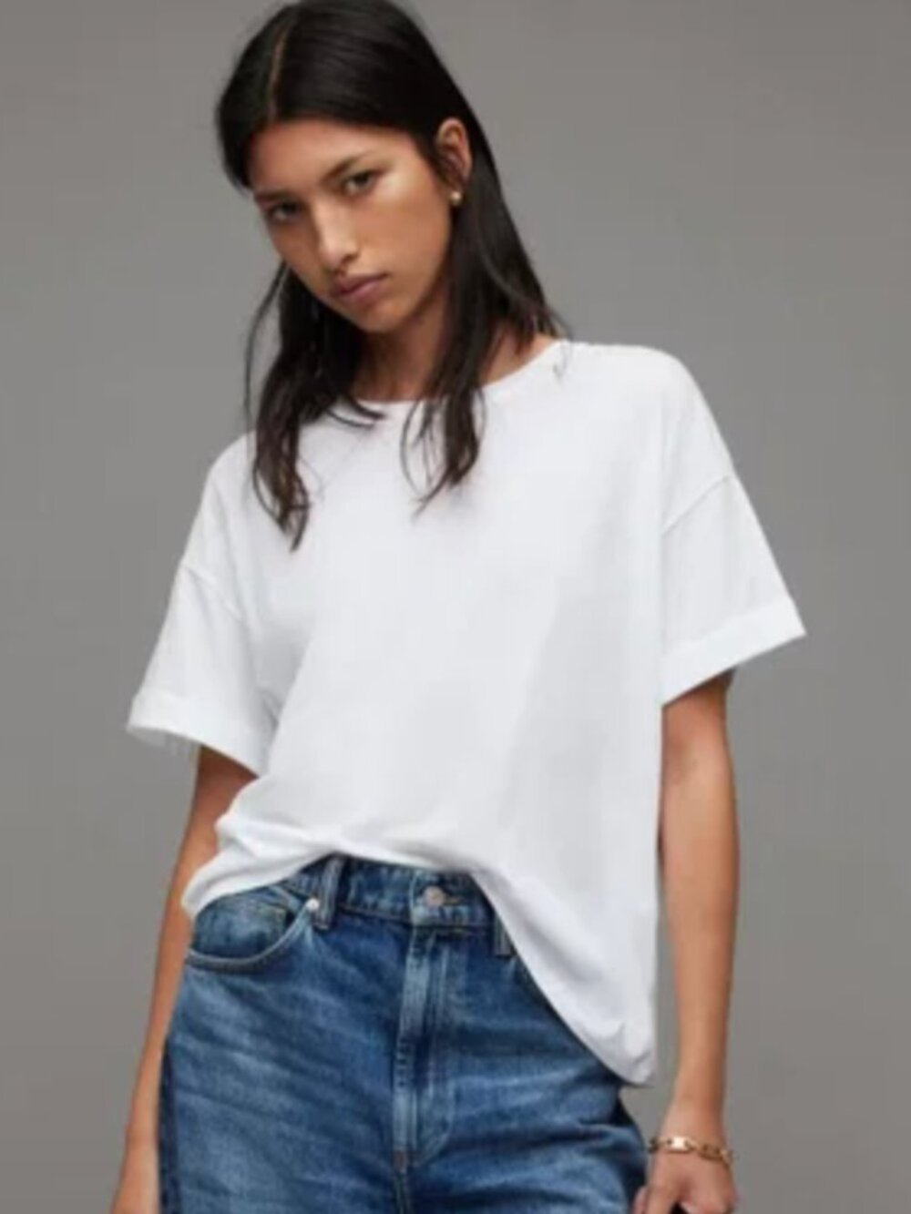 AllSaints Briar Crewneck Cotton T-Shirt, White, Small